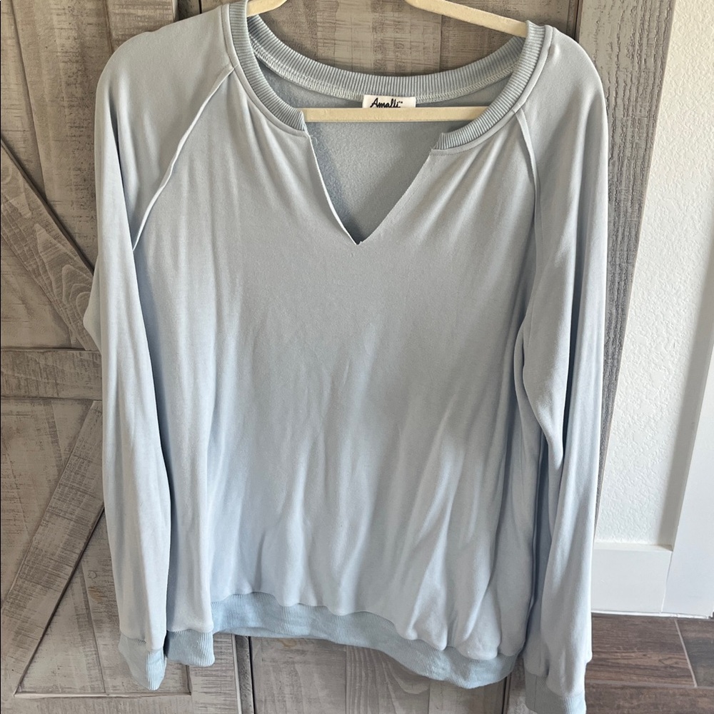Tall ladies! Amalli Talli Light Blue V-Neck Sweatshirt